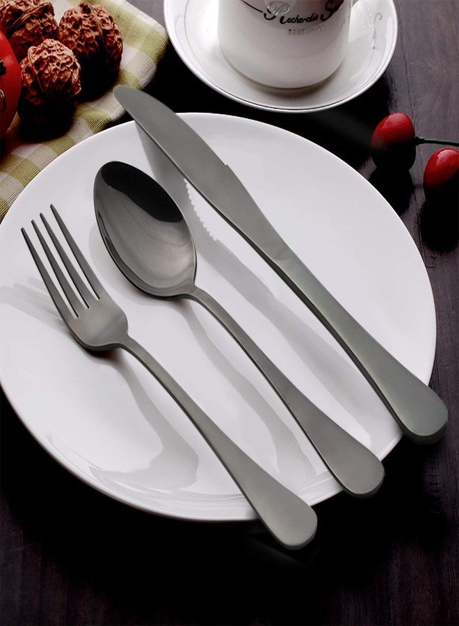 STAR WORK Restaurant Home Hotel Matte Set, Satin Finish Stainless Steel Flatware set, Tableware Cutlery Set Utensils for Kitchens, Dishwasher Safe [Dinner Fork-Tea Spoon-Salad Spoon-Knife] (SET OF 24) - Image 3